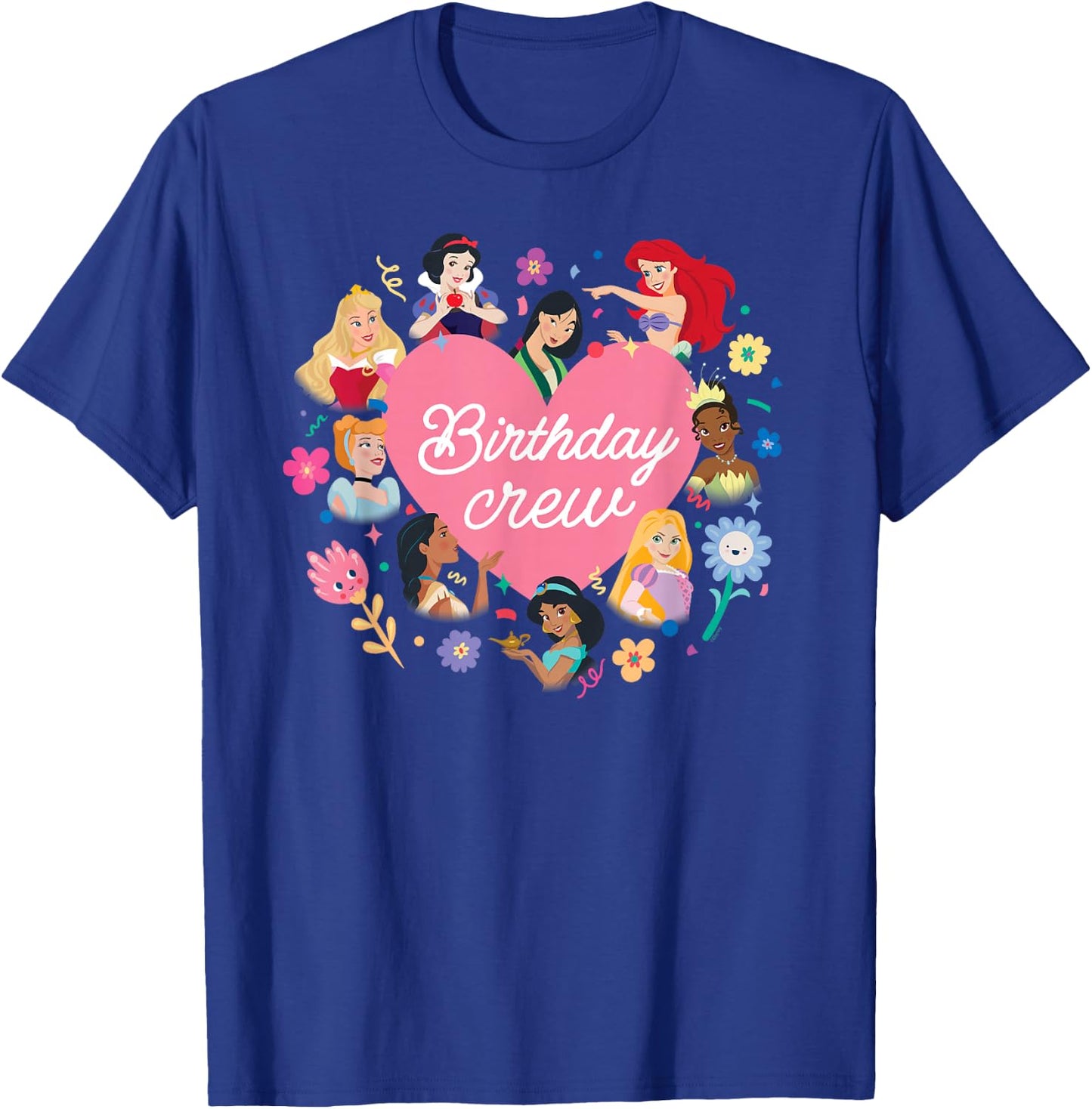 Disney Princess Heart Flowers Friends & Family Birthday Crew T-Shirt - T-Shirt | Royal