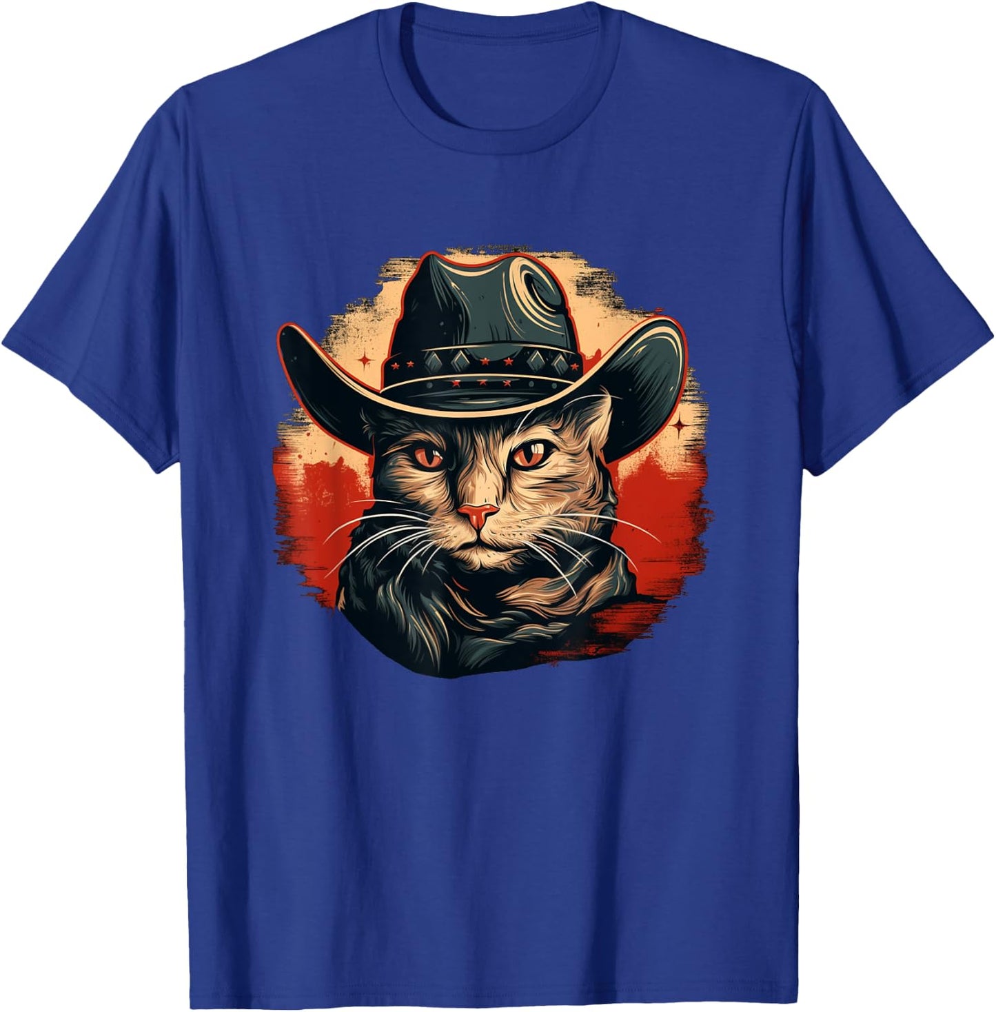 Cat with cool Cowboy Hat for Ranch and Rodeo Lovers T-Shirt - T-Shirt | Royal