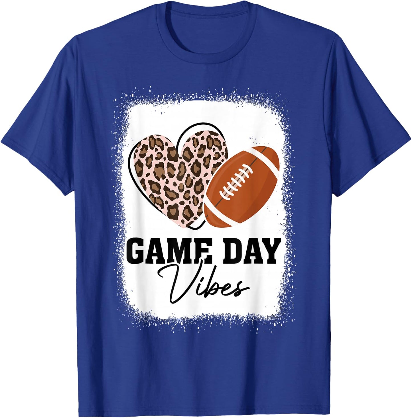Game Day Vibes - American Football Lover Leopard Football T-Shirt - T-Shirt | Royal