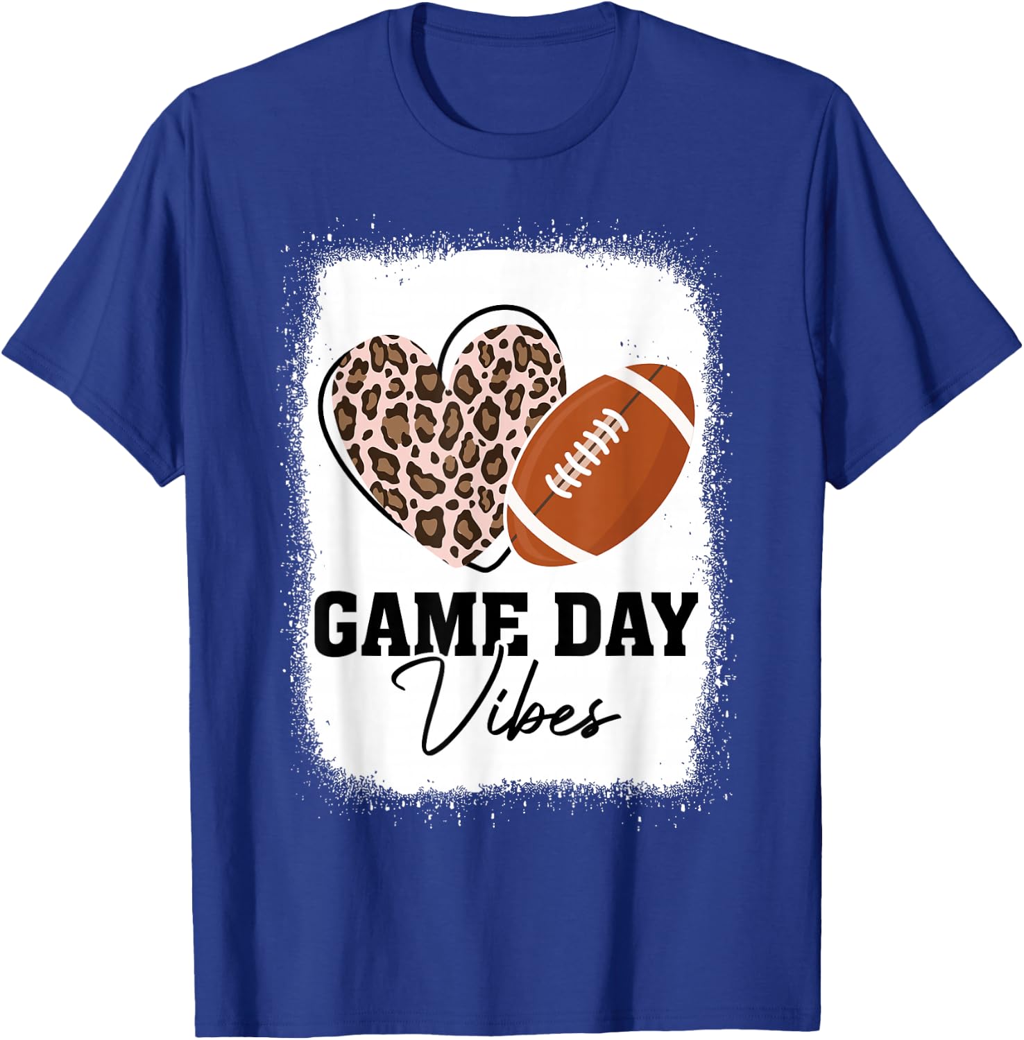 Game Day Vibes - American Football Lover Leopard Football T-Shirt - T-Shirt | Royal