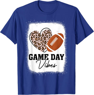 Game Day Vibes - American Football Lover Leopard Football T-Shirt - T-Shirt | Royal