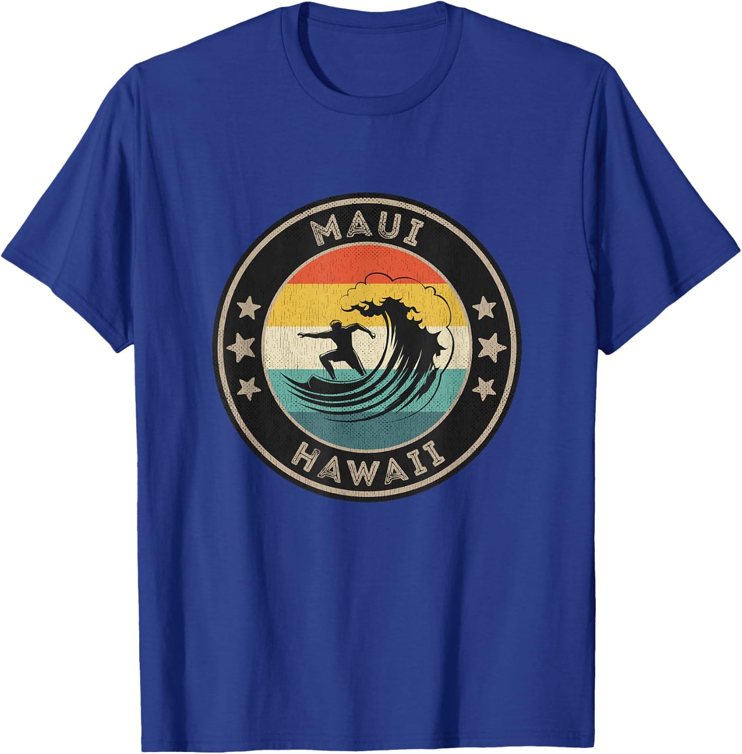 Maui Hawaii Men's Maui Surfer Maui Retro T-Shirt - T-Shirt | Royal