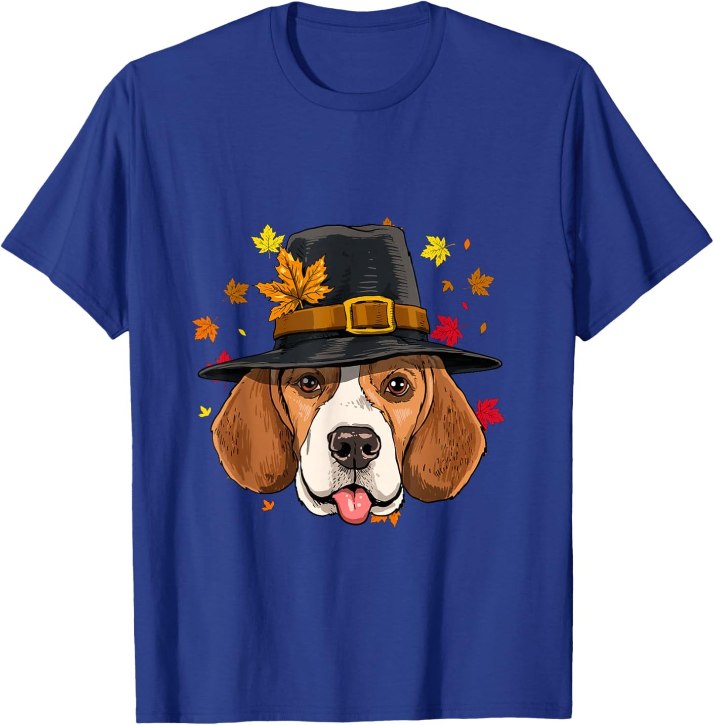 Beagle Thanksgiving Pilgrim Turkey Day Autumn Fall Dog Lover T-Shirt - T-Shirt | Royal