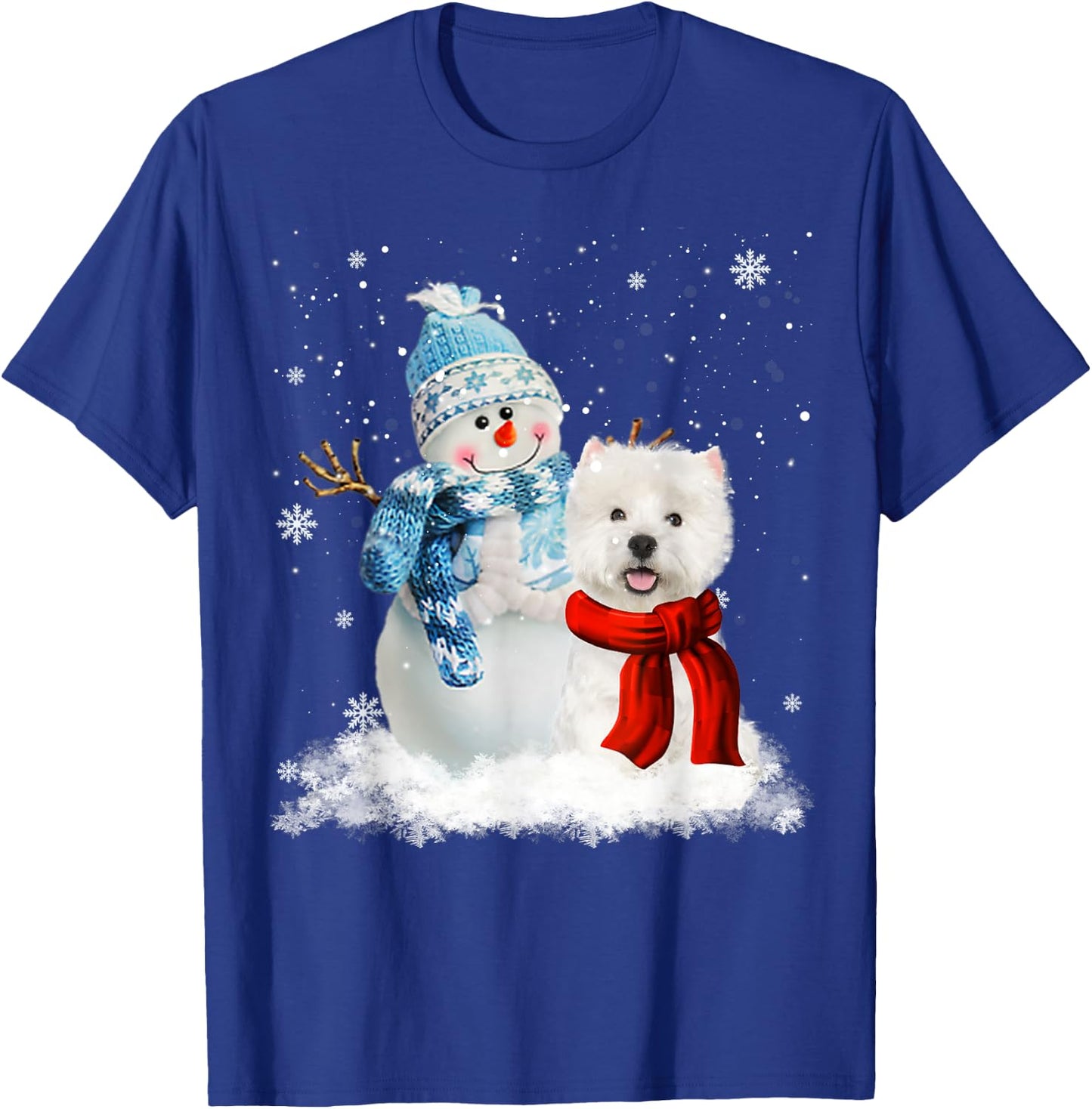Funny Westie Dog Christmas Snowman Christmas Pajama T-Shirt - T-Shirt | Royal