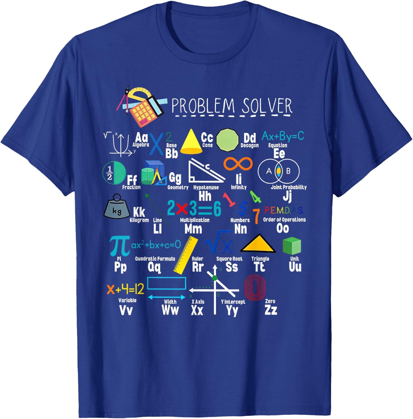 Problem Solver Funny Math Alphabet ABC Teacher Students T-Shirt - T-Shirt | Royal