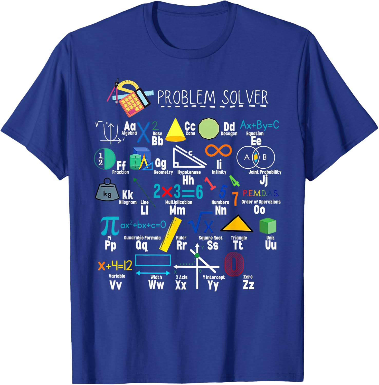 Problem Solver Funny Math Alphabet ABC Teacher Students T-Shirt - T-Shirt | Royal