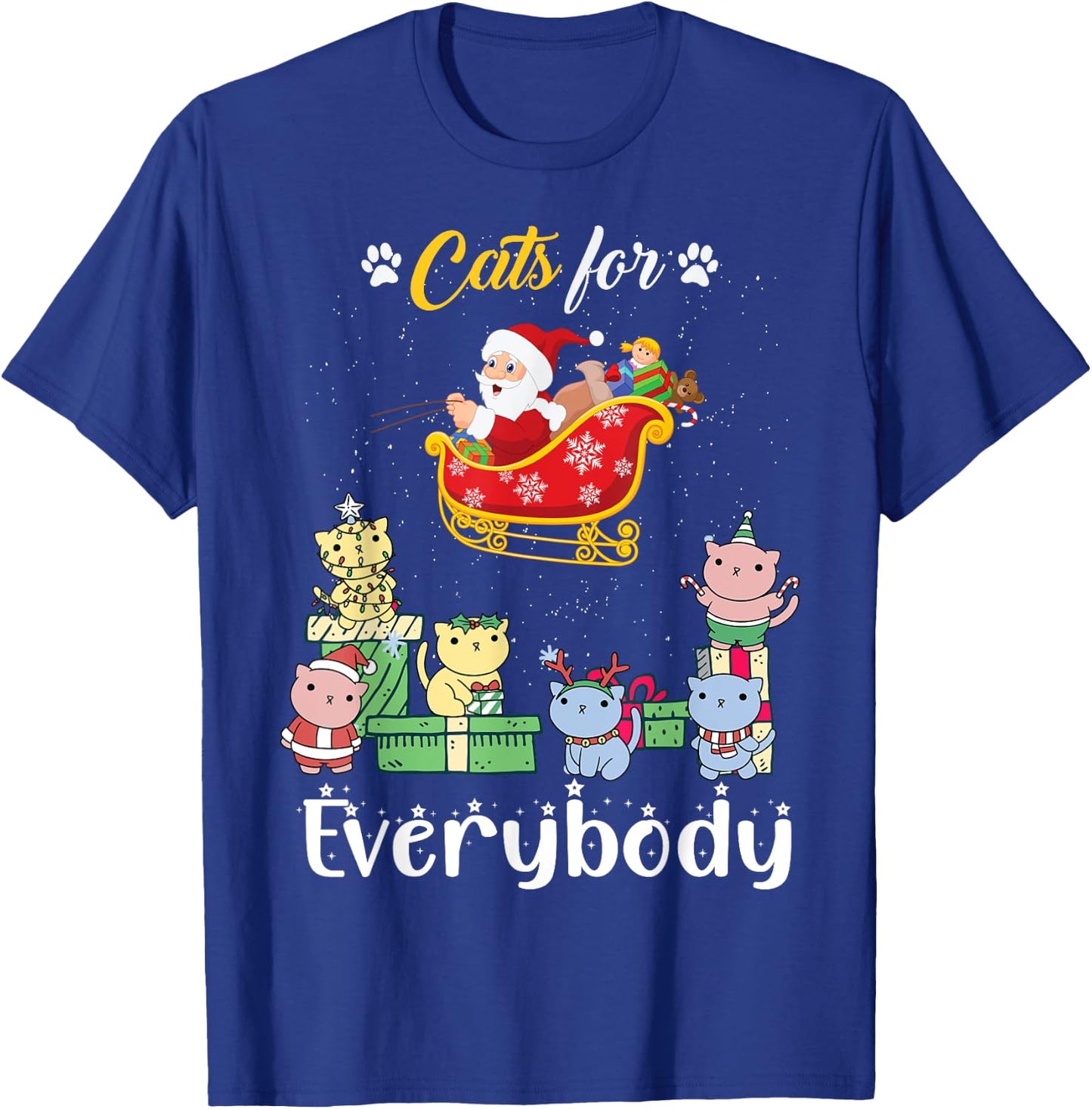 Cats For Everybody Santa Funny Christmas Pjs Xmas women T-Shirt - T-Shirt | Royal