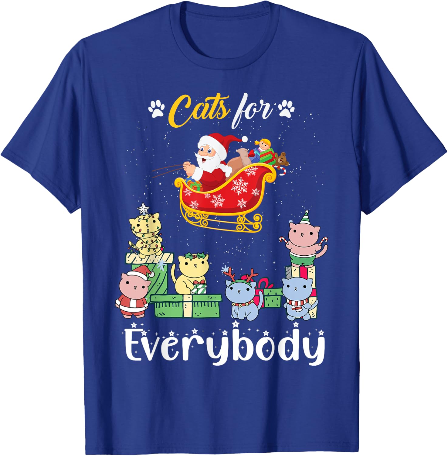 Cats For Everybody Santa Funny Christmas Pjs Xmas women T-Shirt - T-Shirt | Royal