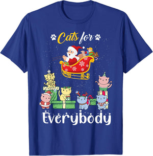 Cats For Everybody Santa Funny Christmas Pjs Xmas women T-Shirt - T-Shirt | Royal