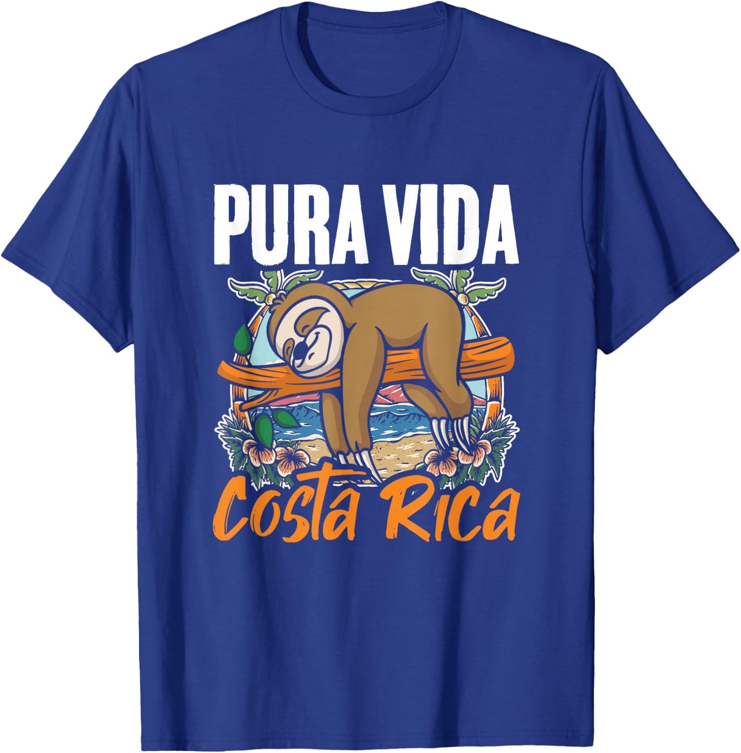Sloth Beach Vacation Tropical Sloths Pura Vida Costa Rica T-Shirt - T-Shirt | Royal