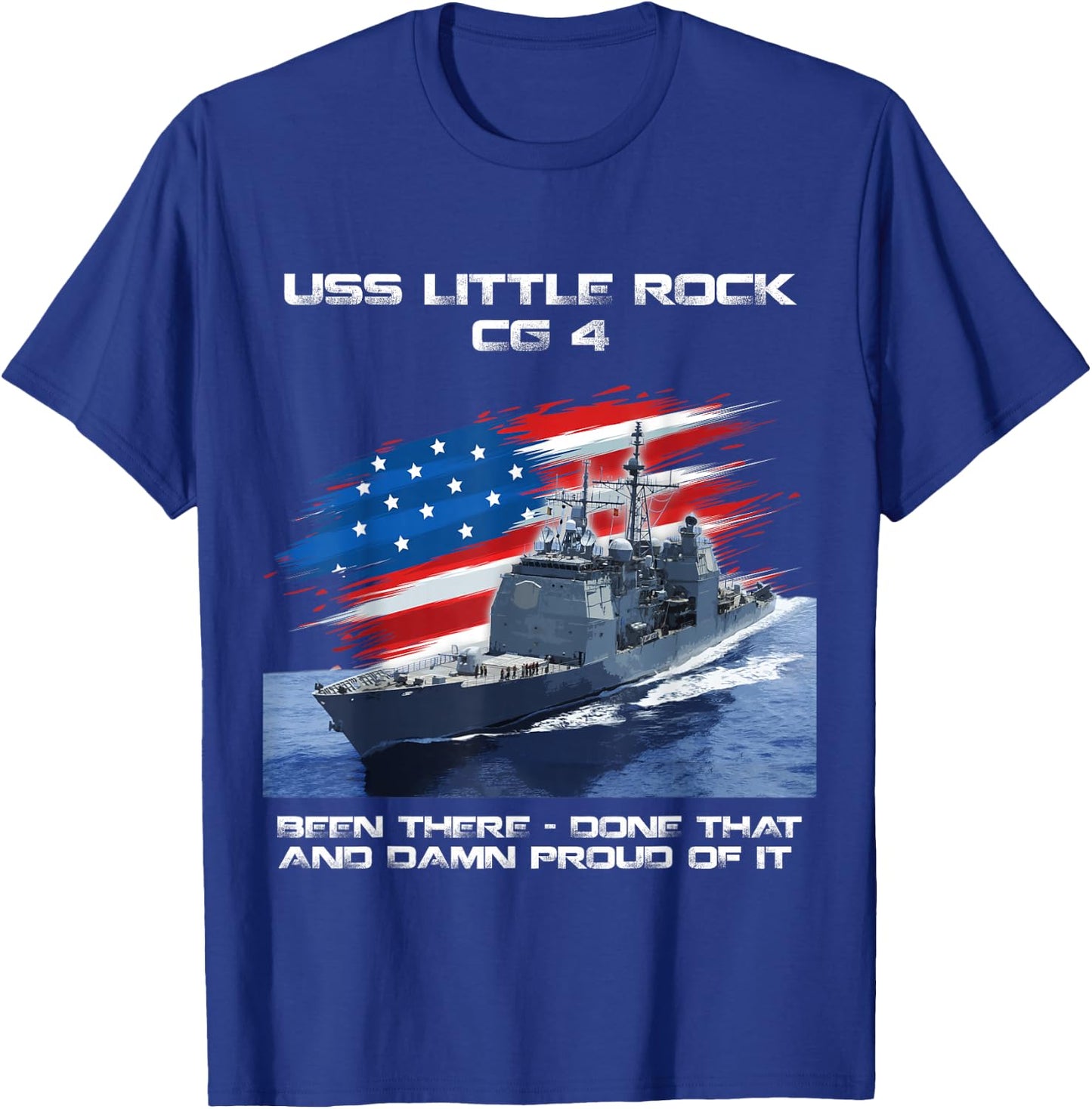 USS Little Rock CG-4 Class Cruiser American Flag Veteran Women Men T-Shirt - T-Shirt | Royal