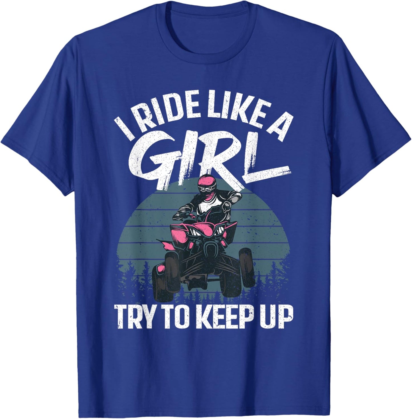 Funny ATV 4 Wheeler Design For Girls Kids Women Quad Riding T-Shirt - T-Shirt | Royal