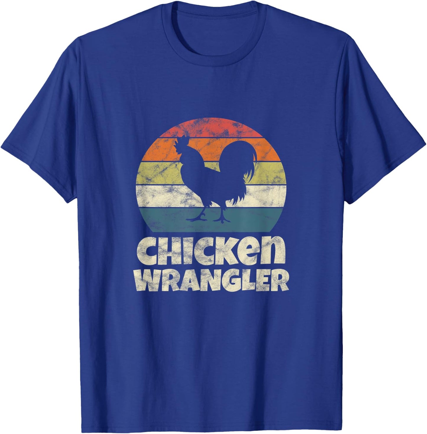 Chicken Wrangler Farmer Rooster Farming Vintage T-Shirt - T-Shirt | Royal