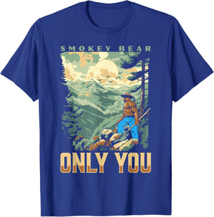 Smokey Bear Only You Vintage WPA Style Mountains Art Scene T-Shirt - T-Shirt | Royal