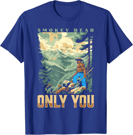 Smokey Bear Only You Vintage WPA Style Mountains Art Scene T-Shirt - T-Shirt | Royal