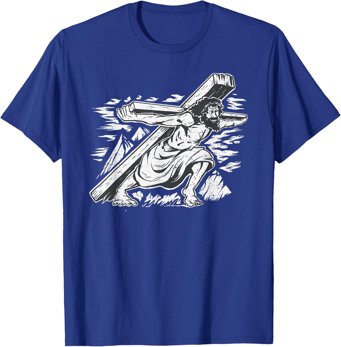 Jesus Christ Carrying the Cross - Christian Illustration T-Shirt - T-Shirt | Royal