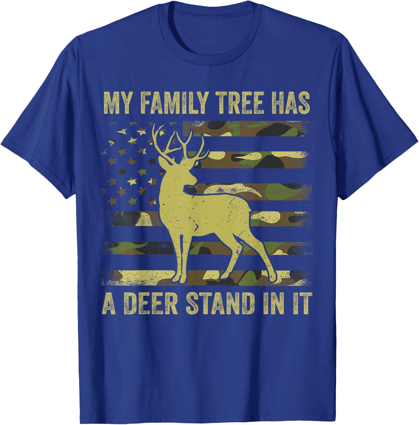 Men's Camo Deer Hunting Dad Jokes Family Tree Has Deer Stand T-Shirt - T-Shirt | Royal