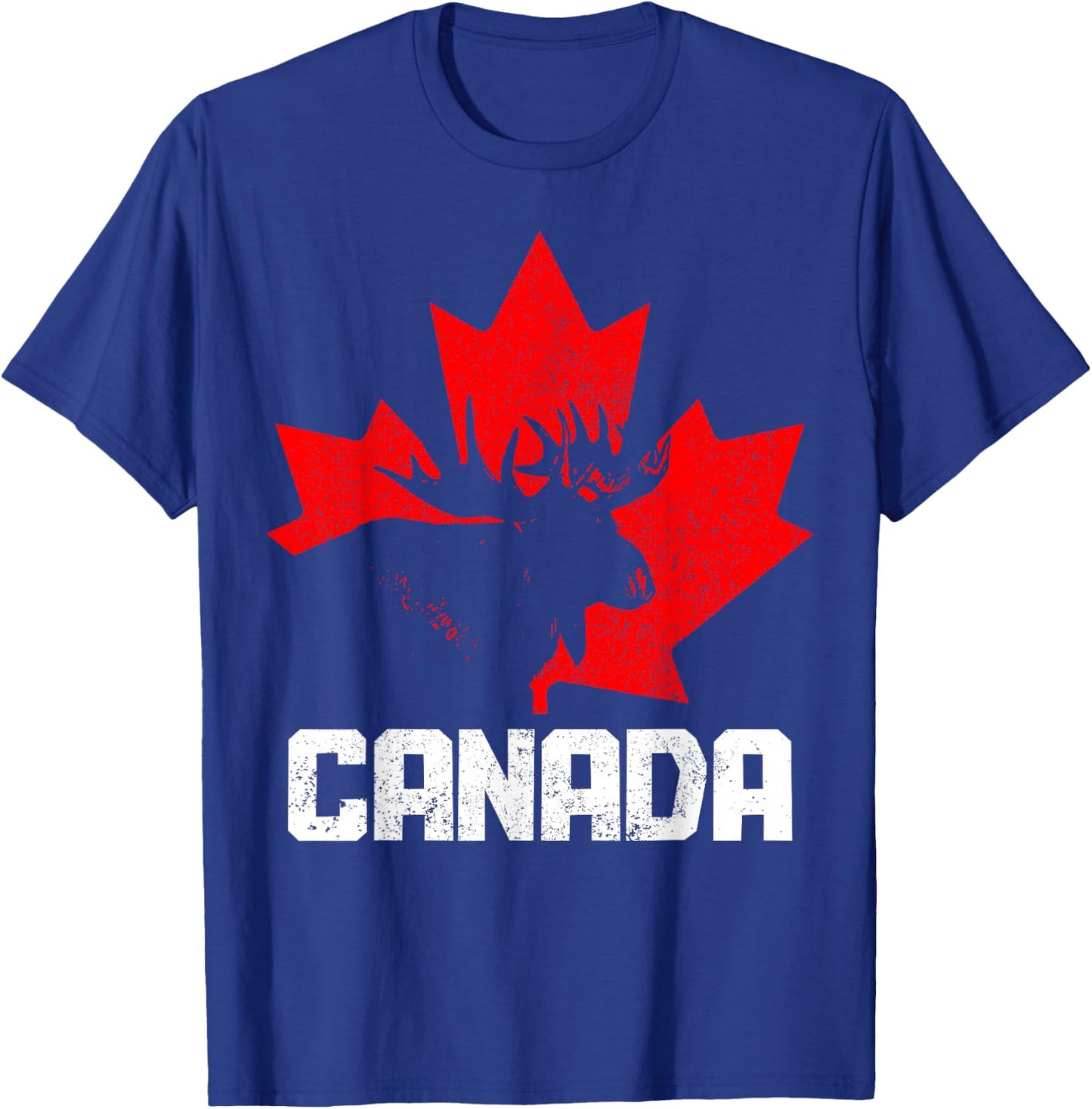 Canada Moose Maple Leaf Pride Vintage Canadian Flag T-Shirt - T-Shirt | Royal