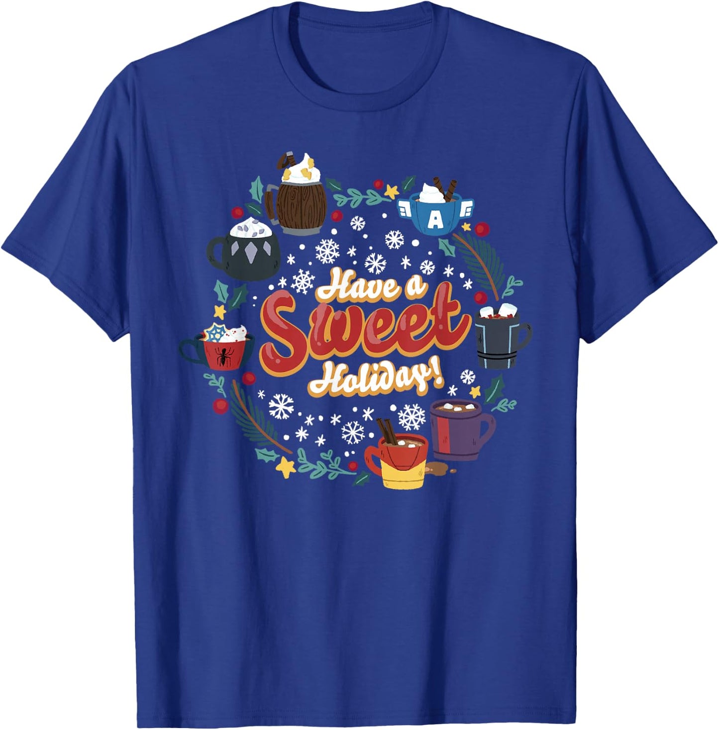 Marvel Avengers Christmas Hot Chocolate Have a Sweet Holiday T-Shirt - T-Shirt | Royal