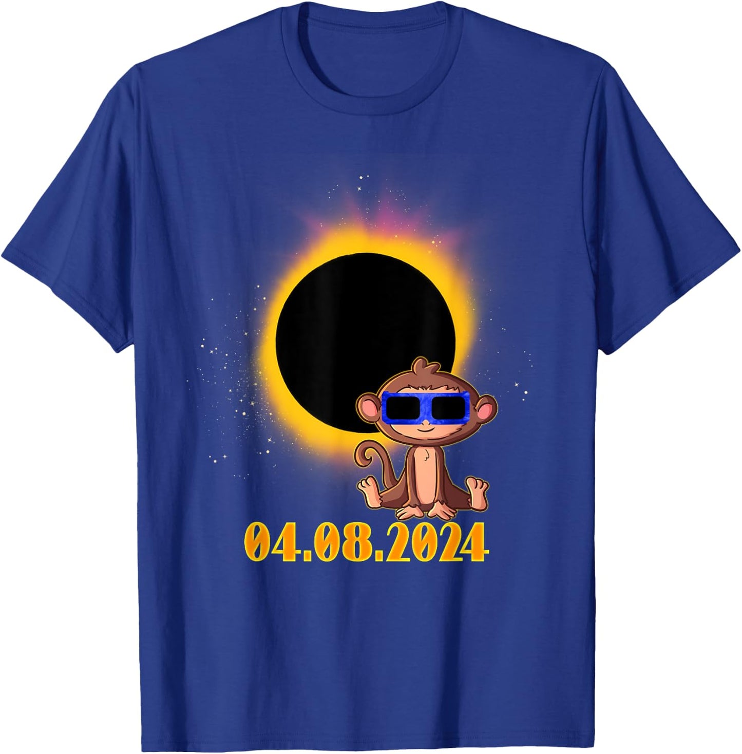 Solar Eclipse 2024 Monkey with Solar Eclipse Glasses T-Shirt - T-Shirt | Royal