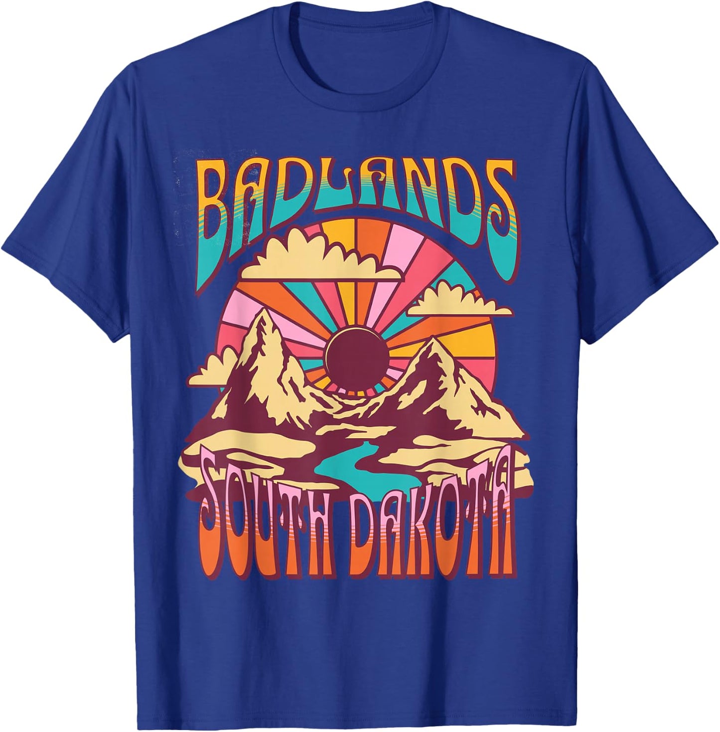 Badlands South Dakota Nature Hiking Mountains Outdoors T-Shirt - T-Shirt | Royal