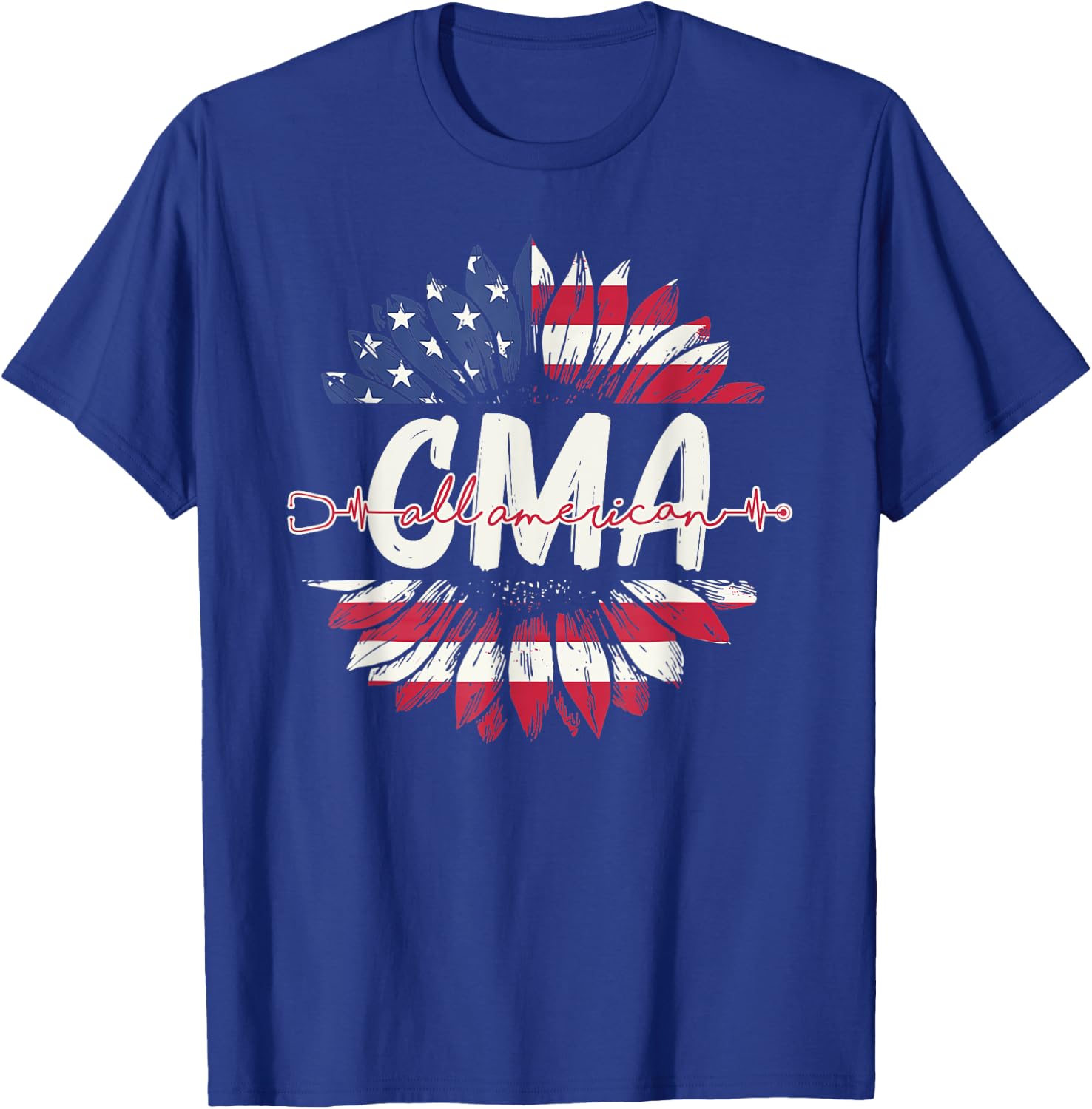 All American CMA Life American Flag Sunflower 4th Of July T-Shirt - T-Shirt | Royal