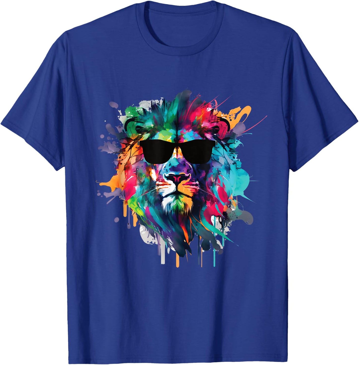 African Lion s Cool Water Color s Lion with Sun Glasses T-Shirt - T-Shirt | Royal