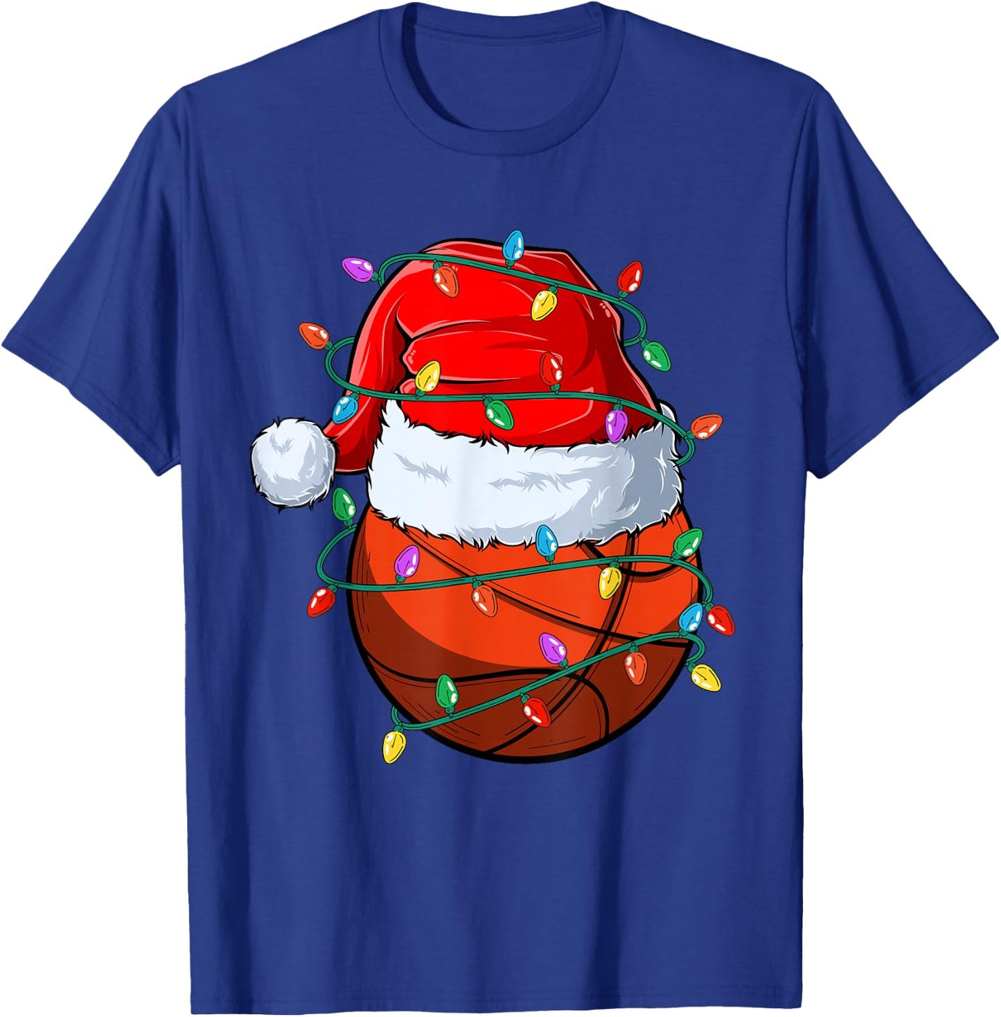 Christmas Basketball Xmas Santa Sports Hat Ball Kids Boy Men T-Shirt - T-Shirt | Royal