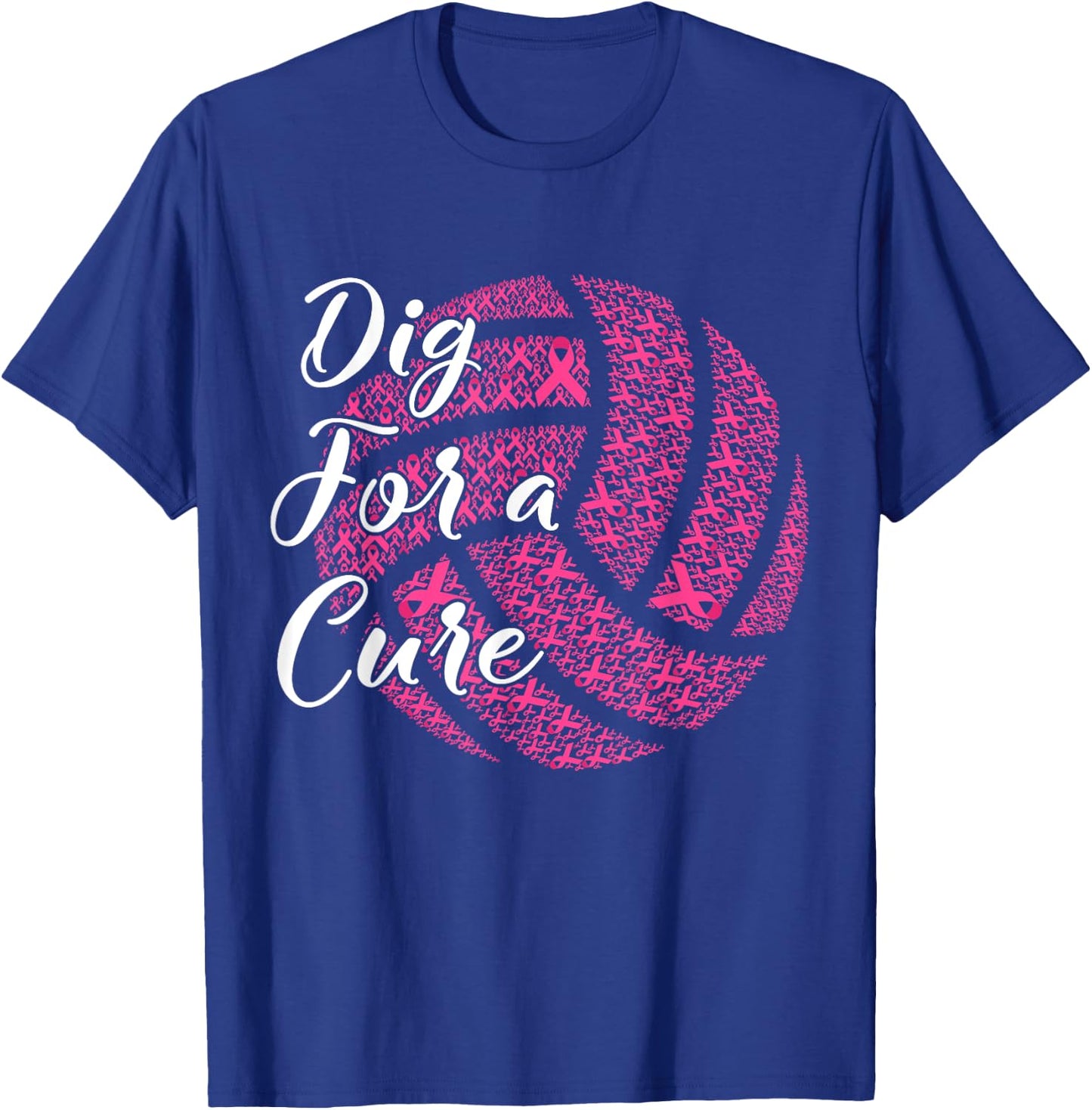 Dig For A Cure Breast Cancer Awareness Volleyball Pink T-Shirt - T-Shirt | Royal