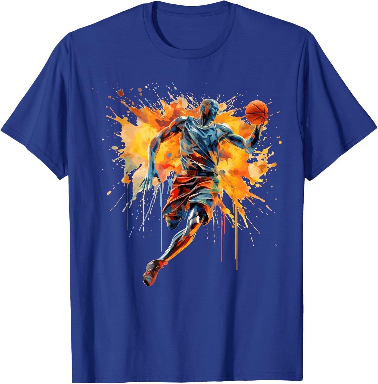 Basketball player paint splash T-Shirt - T-Shirt | Royal
