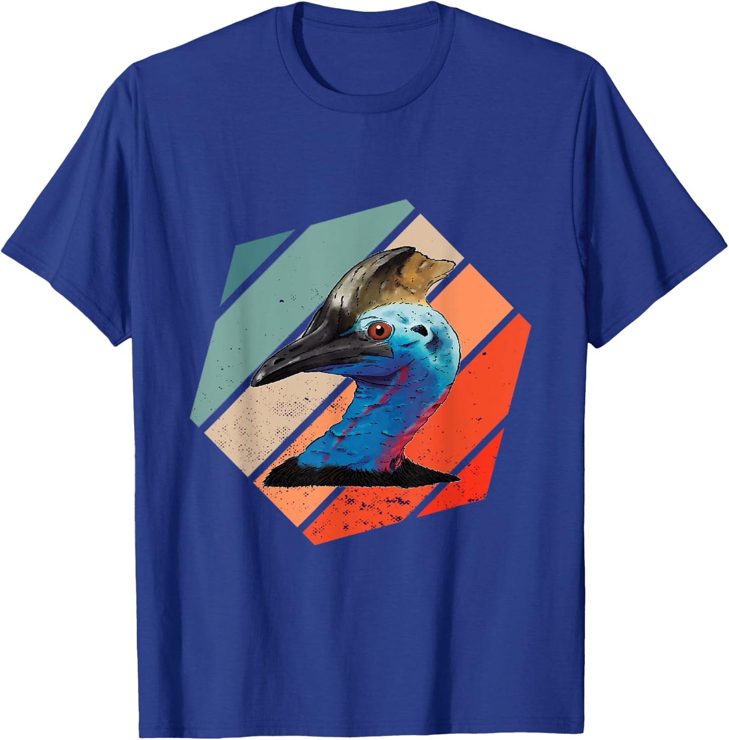 Cassowary Dino Bird Cassowary Bird Casque Hexa Vintage Retro T-Shirt - T-Shirt | Royal