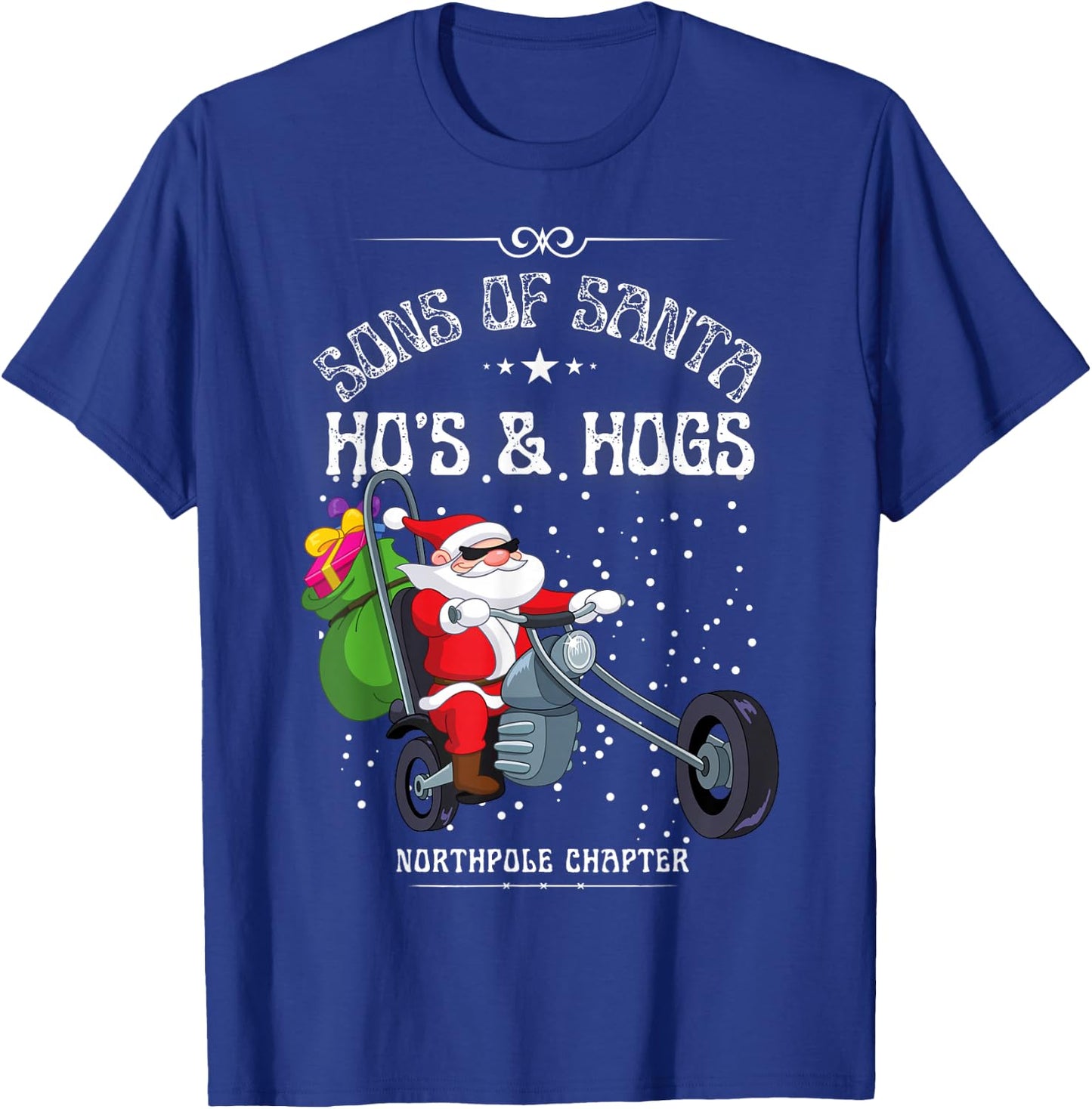 Sons of Santa Hat Funny Motorcycle Christmas 2024 T-Shirt - T-Shirt | Royal