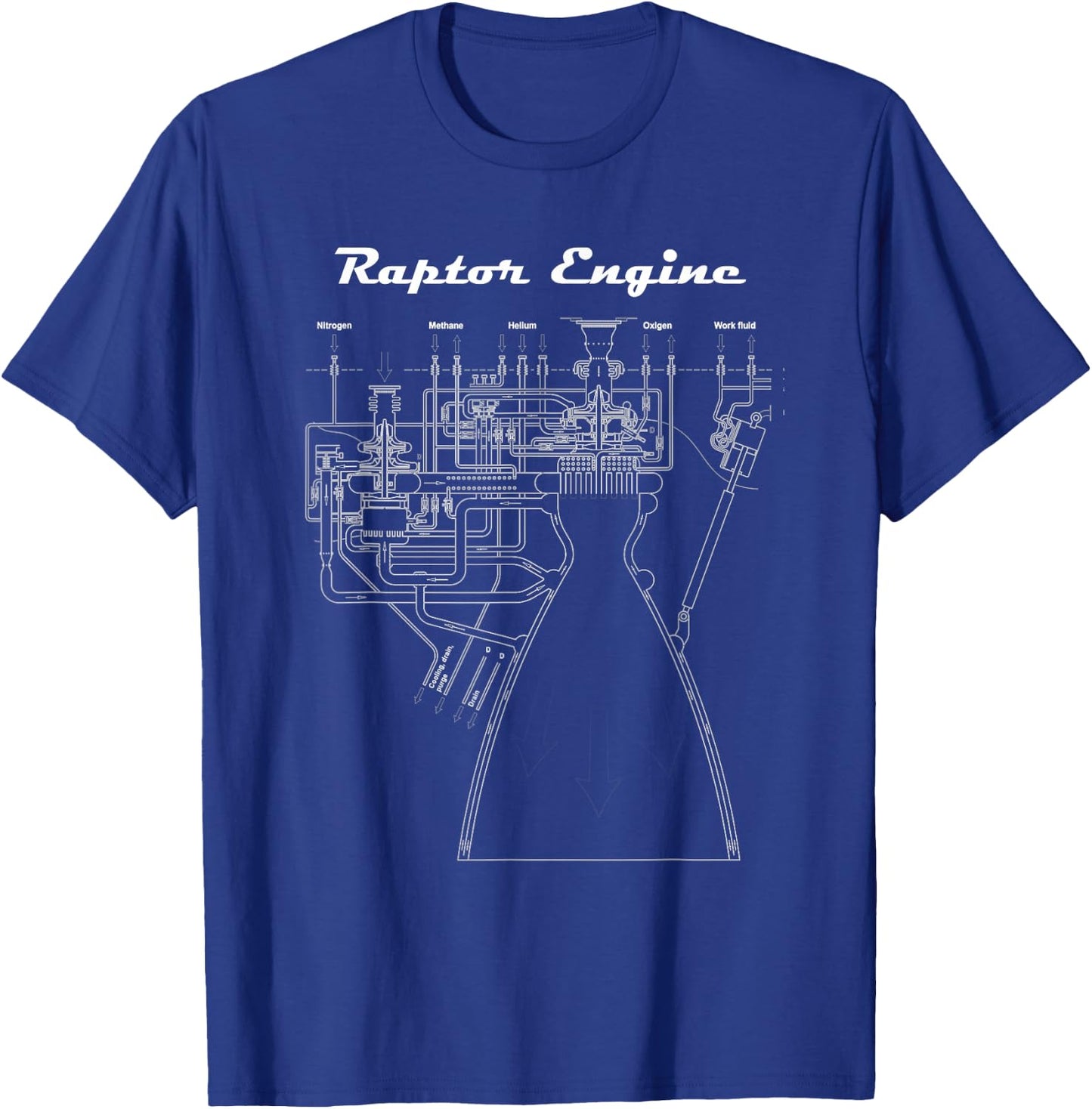 Raptor engine blueprint T-Shirt - T-Shirt | Royal