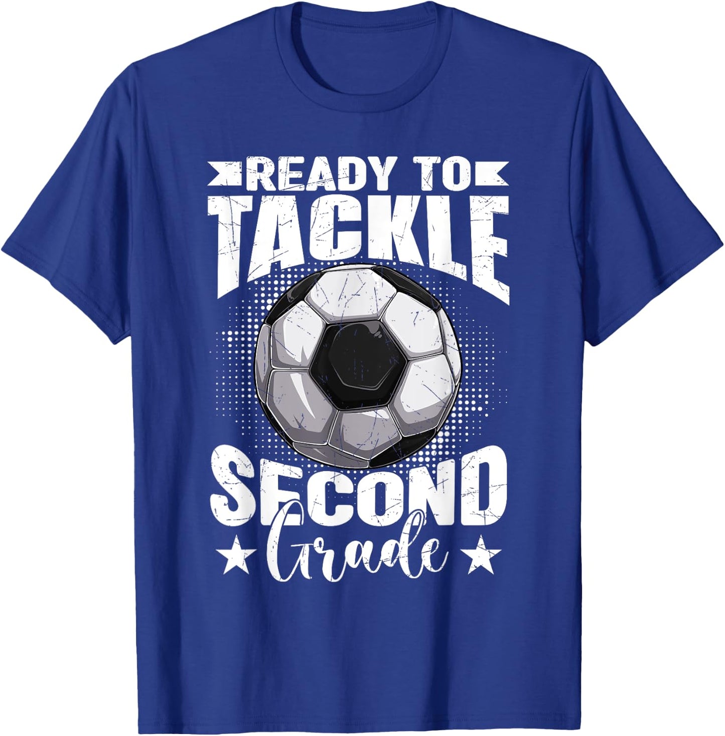 Ready To Tackle Second Grade Soccer Ball Back To School Boys T-Shirt - T-Shirt | Royal