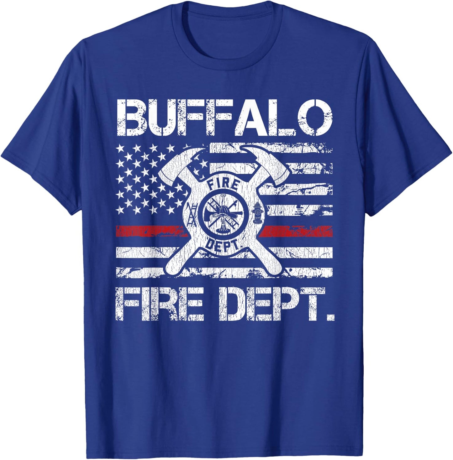 Buffalo New York Fire Department Thin Red Line Logo T-Shirt - T-Shirt | Royal