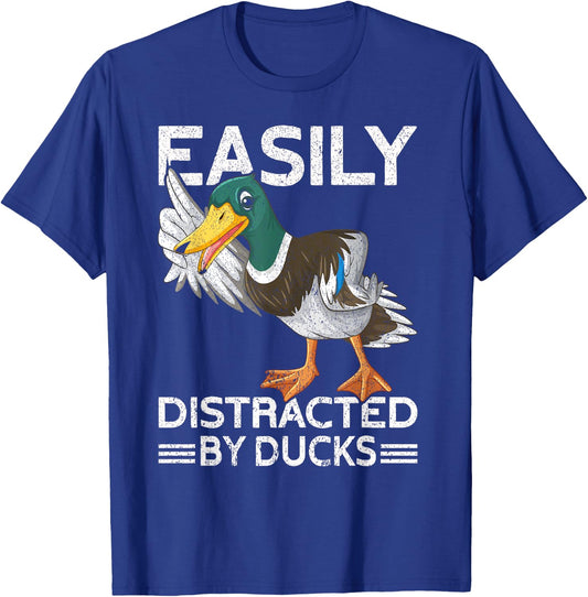 Easily Distracted By Ducks | Farm Lover Funny Duck Farmer T-Shirt - T-Shirt | Royal
