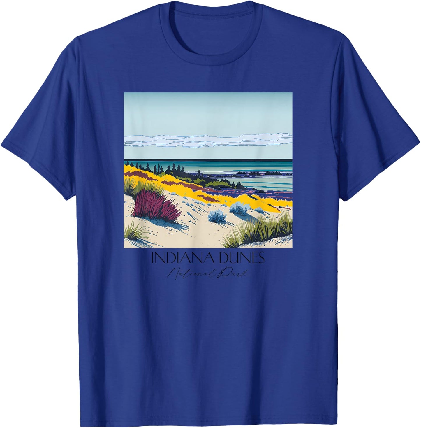 Cool Indiana Dunes National Park Hiking Watercolor Graphic T-Shirt - T-Shirt | Royal