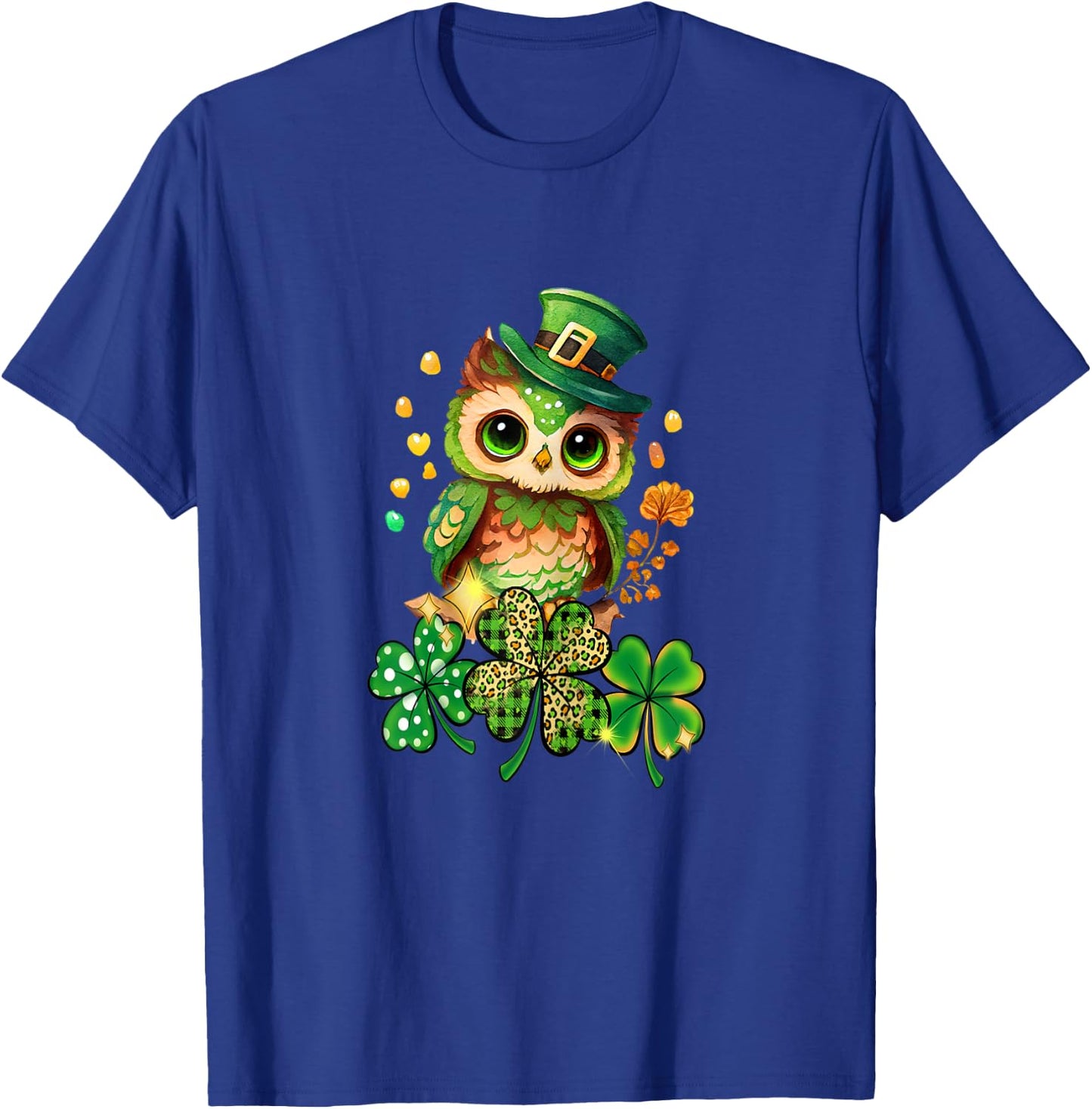Chibi Owl Adorable St Patrick's Day Bird Lover Cute Clover T-Shirt - T-Shirt | Royal
