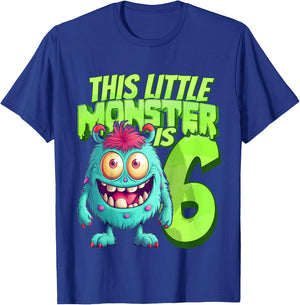 This Little Monster Is 6 - Six Years - 6th Birthday T-Shirt - T-Shirt | Royal