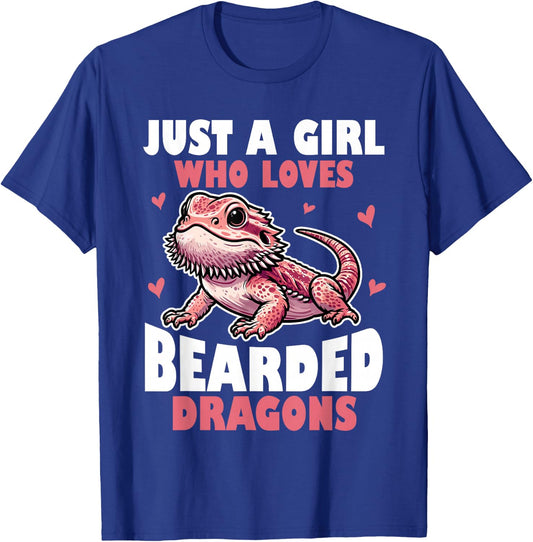 Funny Just a Girl Who Loves Bearded Dragons Reptile Lover T-Shirt - T-Shirt | Royal