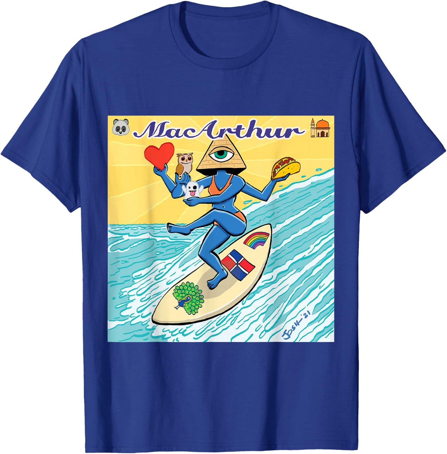 MacArthur - Surfing Pyramid Text Goddess T-Shirt - T-Shirt | Royal