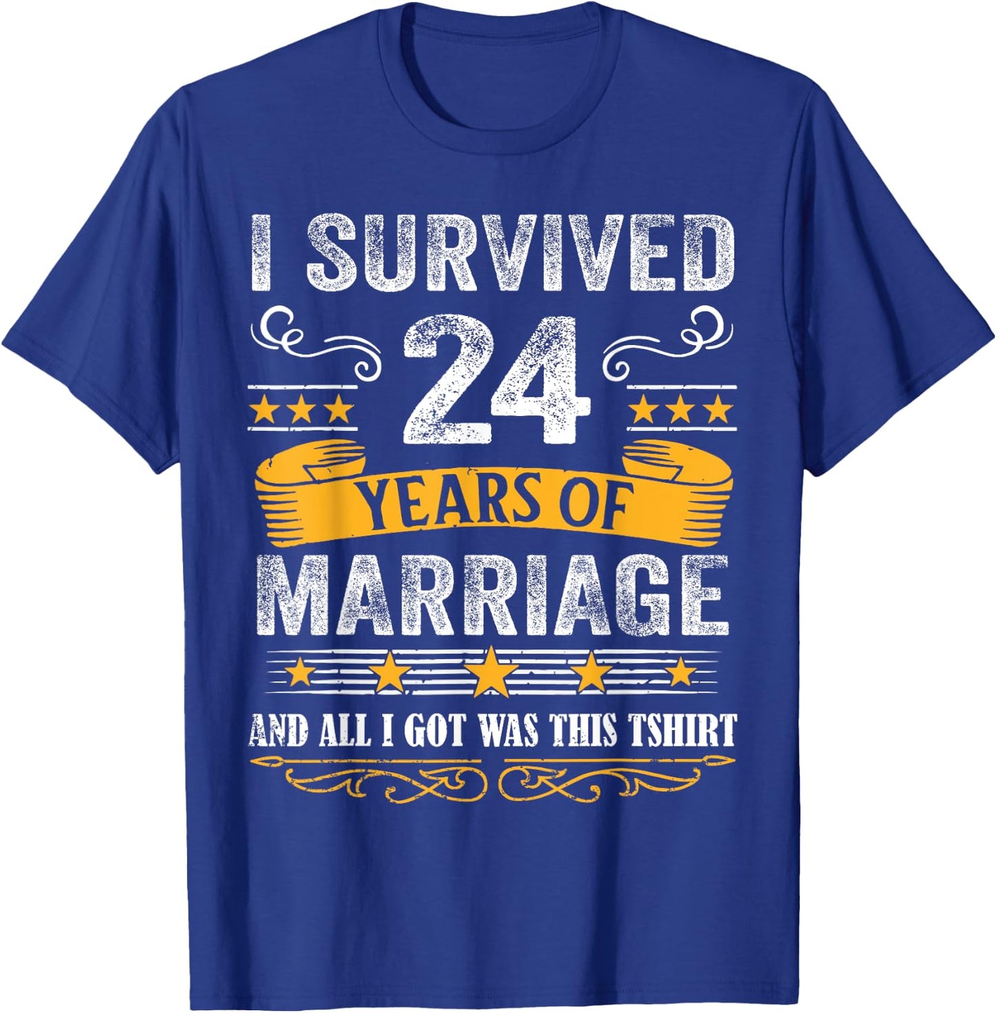 24th Wedding Anniversary shirt Couples Husband Wife 24 Years T-Shirt - T-Shirt | Royal