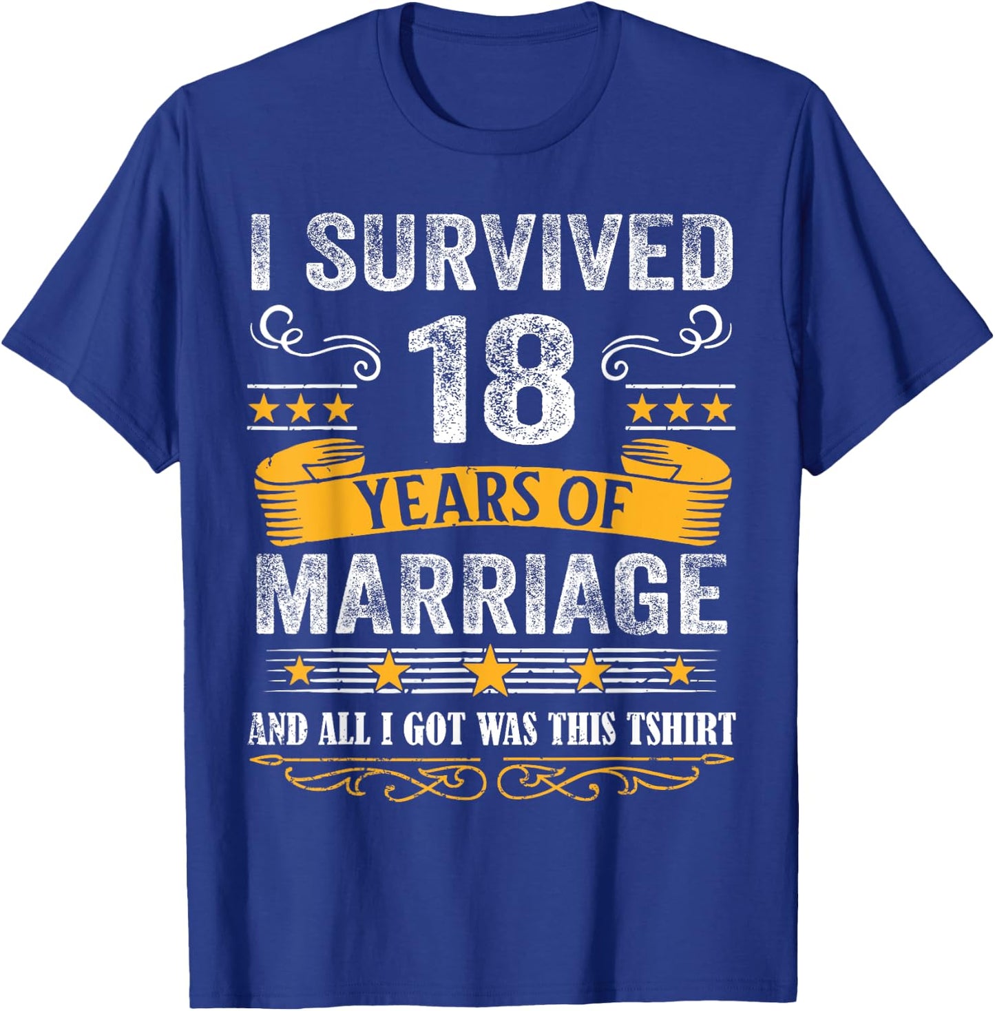 18th Wedding Anniversary shirt Couples Husband Wife 18 Years T-Shirt - T-Shirt | Royal