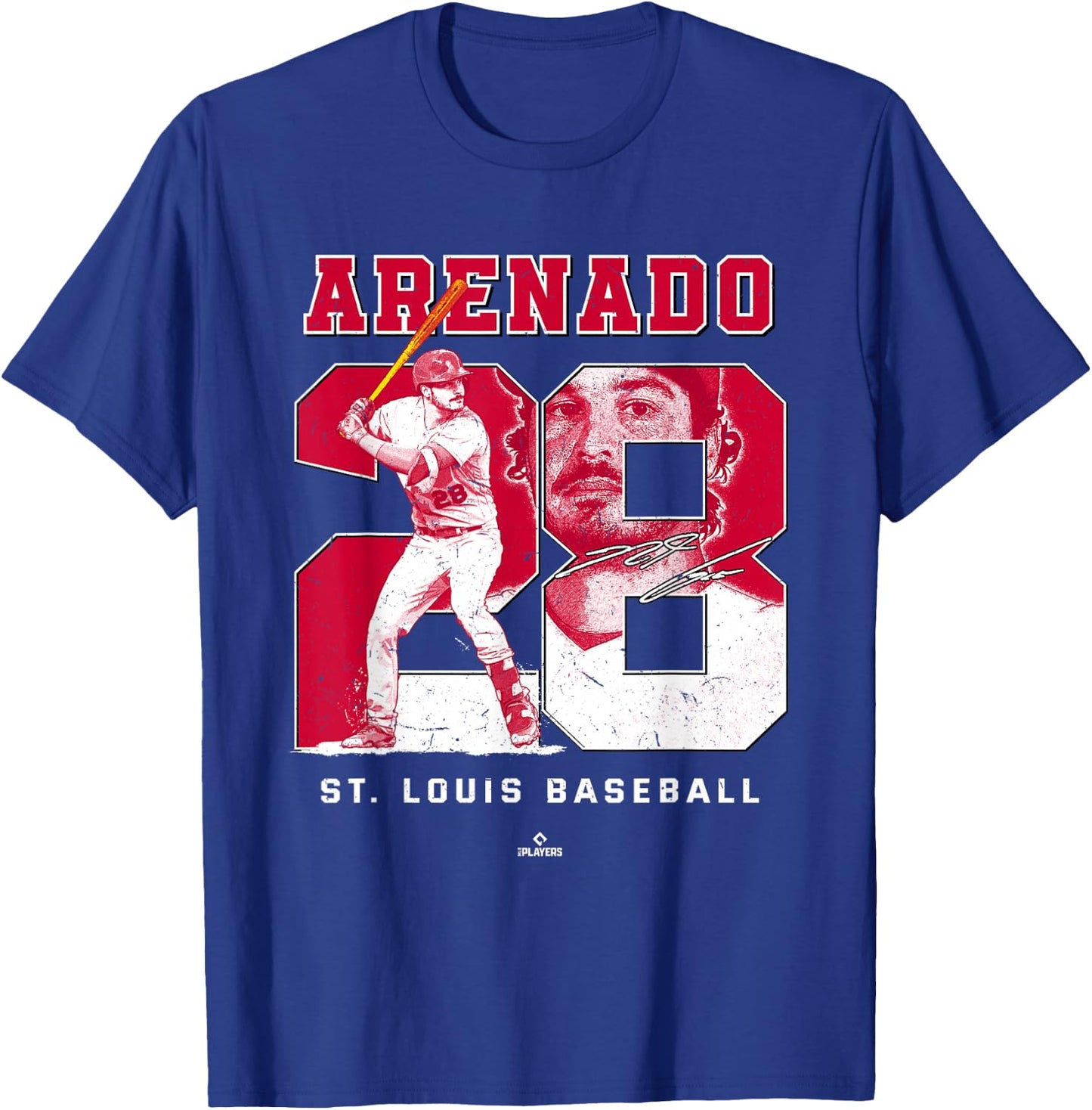 BallPark MVP -Adults Black Cotton Short Sleeve - Number and Portrait Nolan Arenado St Louis MLBPA - Small T-Shirt - T-Shirt | Royal