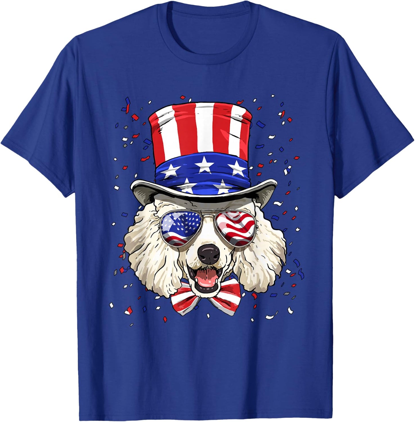 4th of July Patriotic Poodle Merica USA Flag Poodle Lover T-Shirt - T-Shirt | Royal
