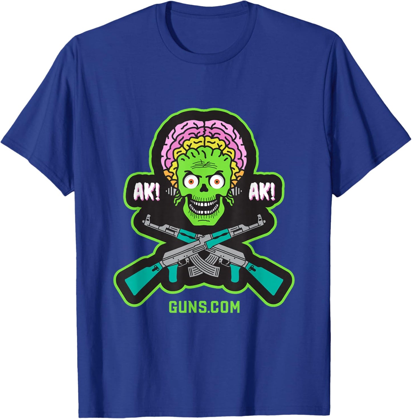 Guns.com AK-47 Alien - Women's Classic Fit Black Short Sleeve - Small T-Shirt - T-Shirt | Royal