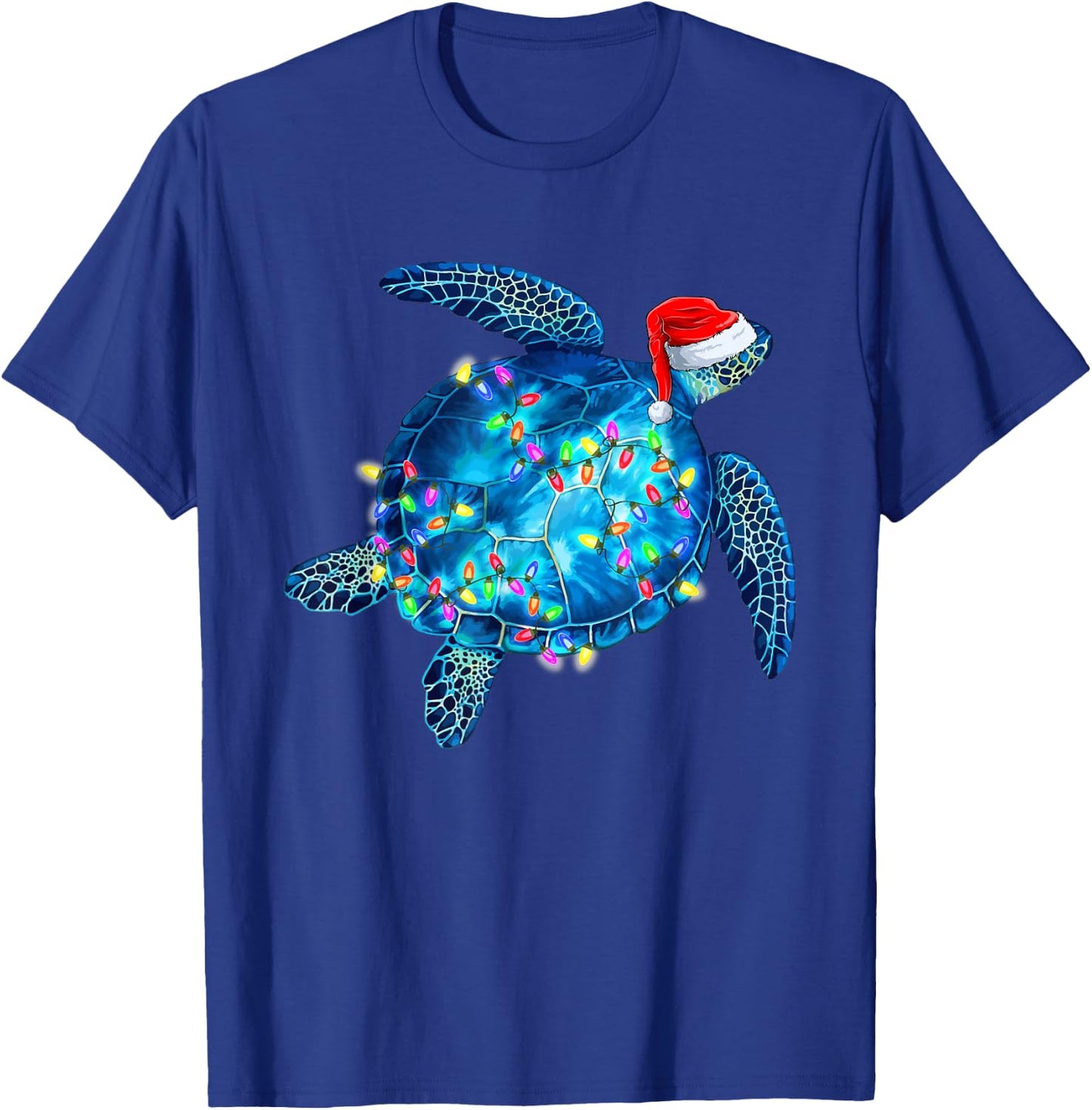 Sea Turtle Christmas Lights Santa Hat Funny Merry Christmas T-Shirt - T-Shirt | Royal