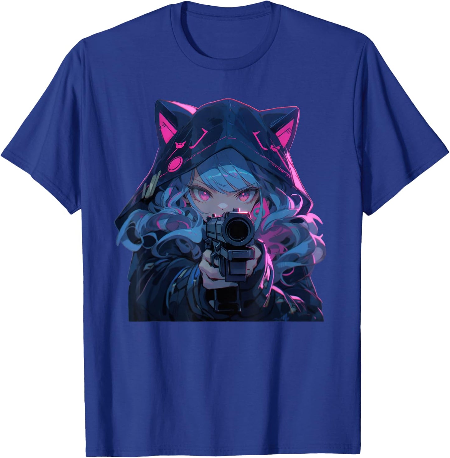 Cute Neko Anime Girl Assassin - Kawaii anime cat lover meow T-Shirt - T-Shirt | Royal