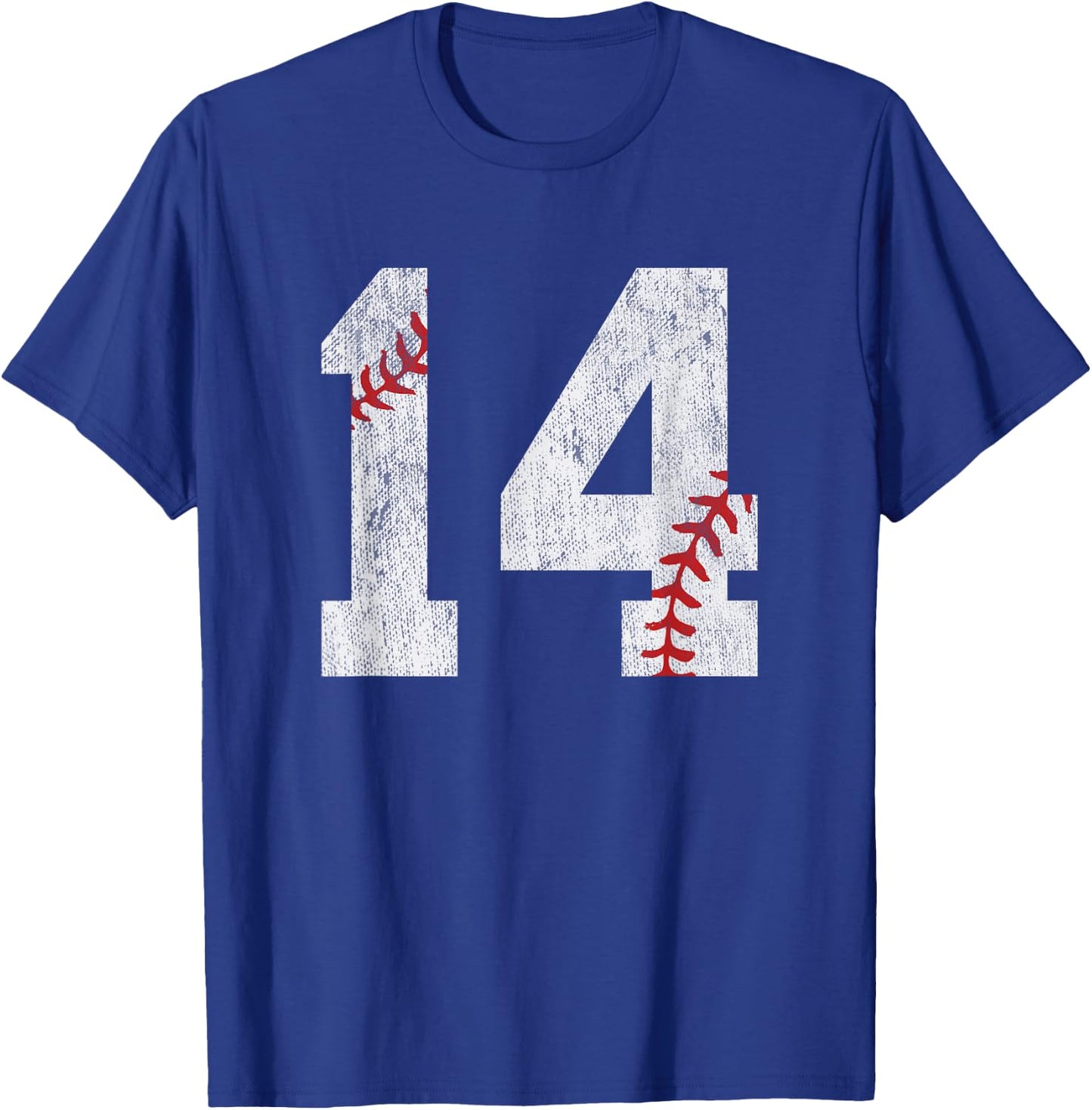 Number #14 Vintage 14th Birthday Baseball Lover 14 Years Old T-Shirt - T-Shirt | Royal