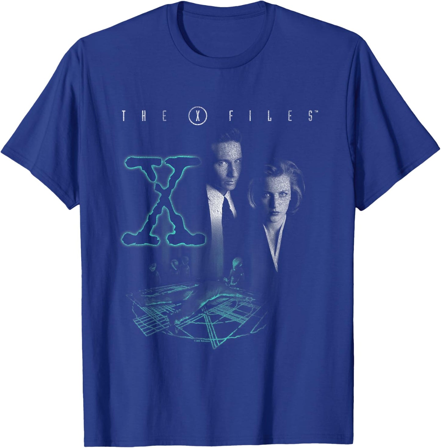 X-Files Mulder & Scully Glowing Logo T-Shirt - T-Shirt | Royal